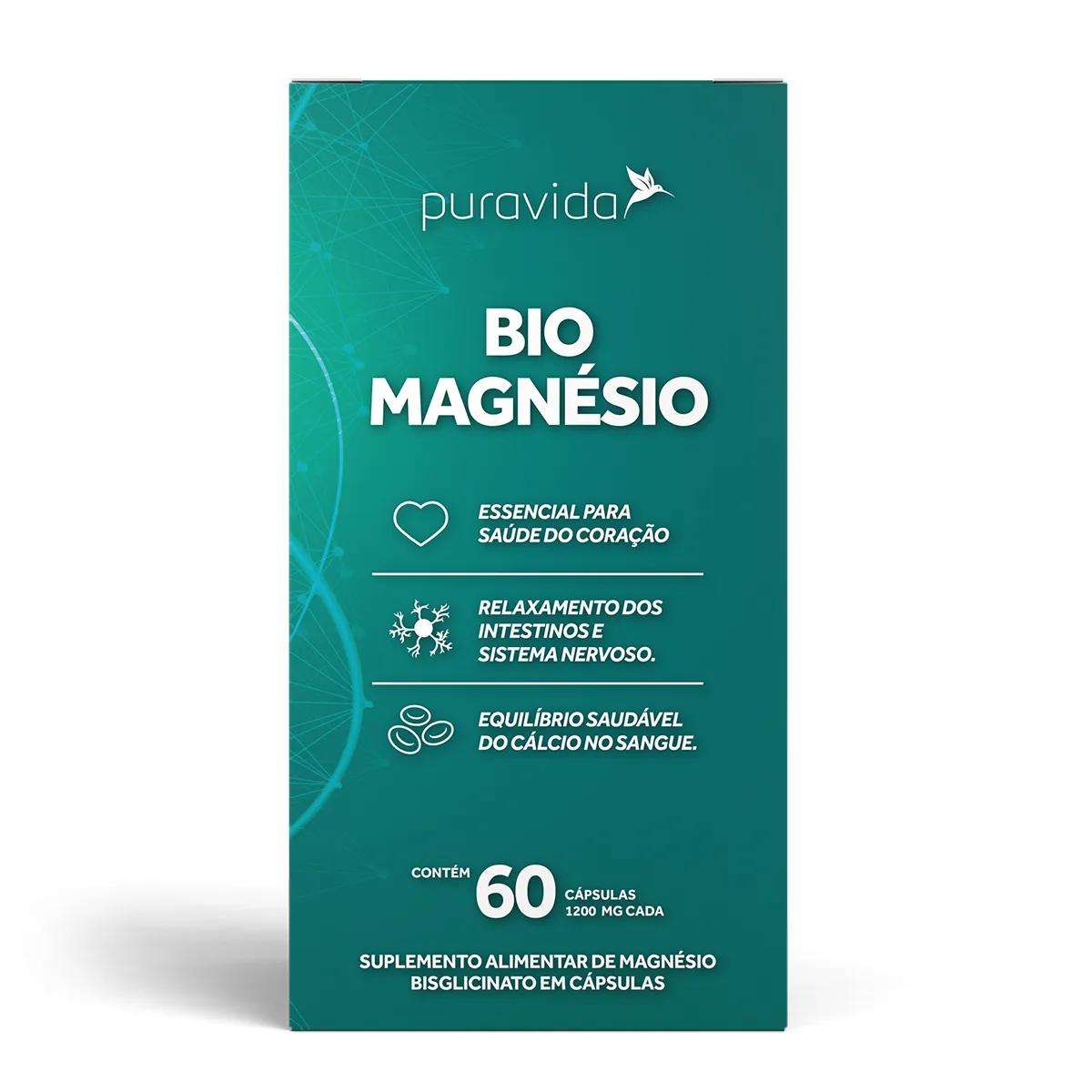Magnésio 1200mg Puravida Bio Magnésio 60 cápsulas