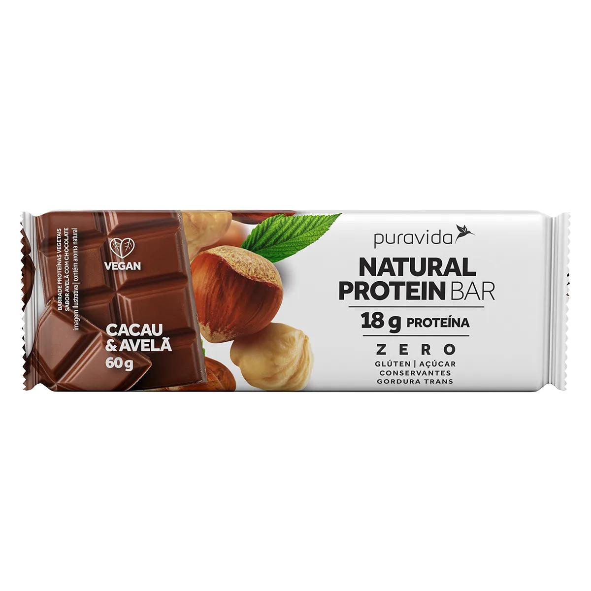 Barra de Proteína Puravida Natural Cacau & Avela 60g