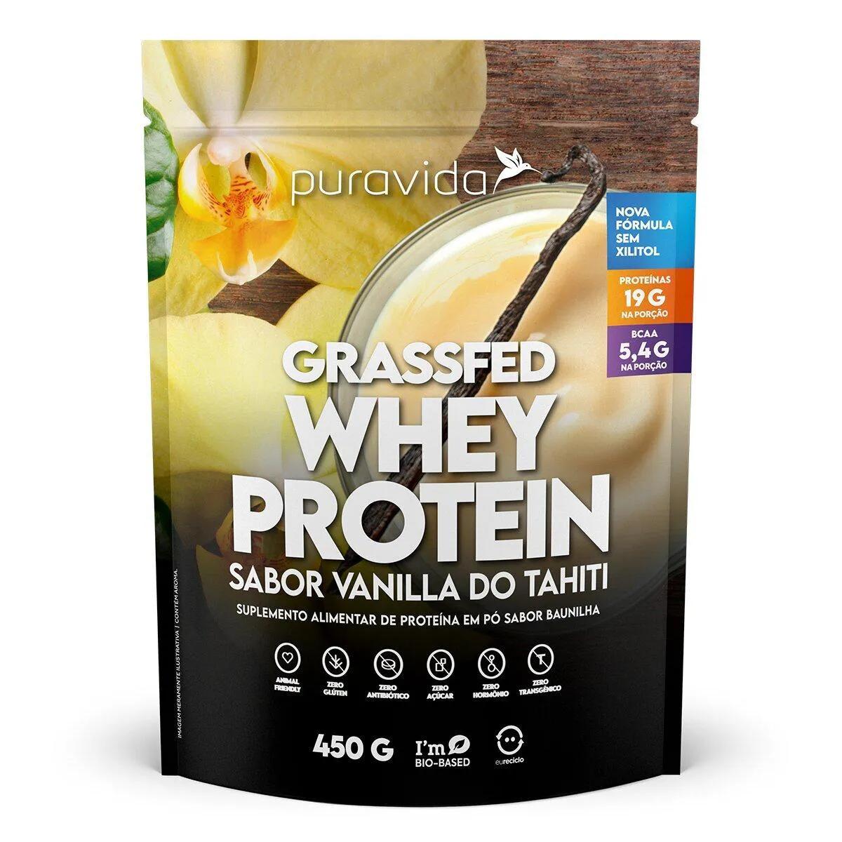 Whey Protein Grassfed Puravida Vanilla do Tahiti 450g