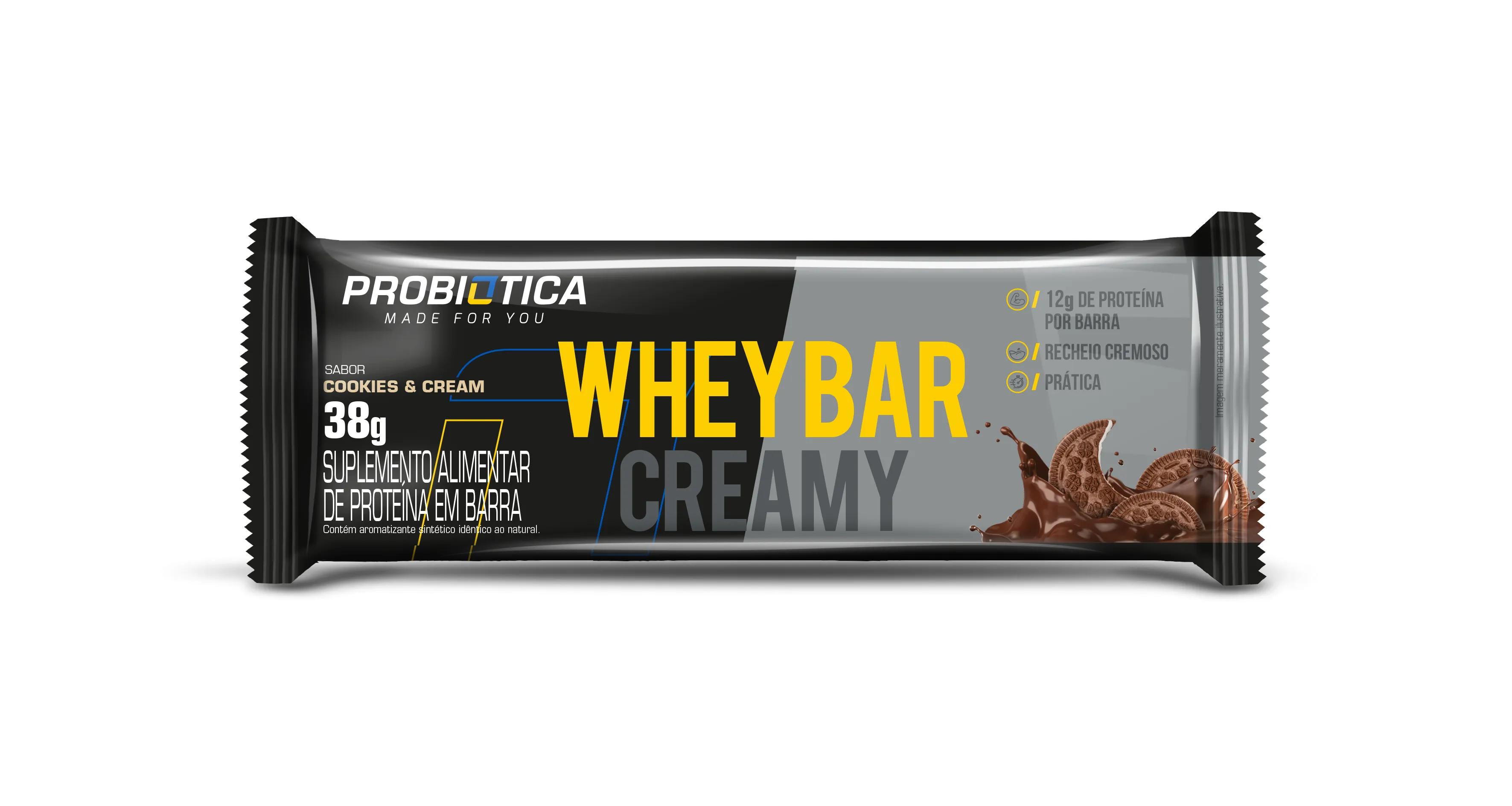 Barra de Proteína Whey Bar Creamy Probiótica Cookies e Cream 38g