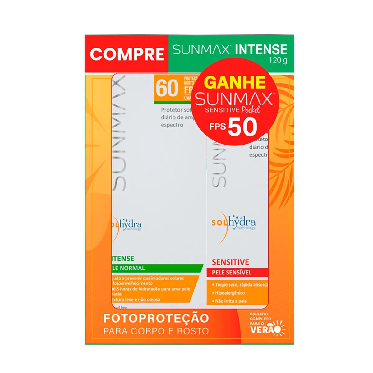 Kit Protetor Solar Sunmax Intense FPS60 120g + Sensitive Pocket FPS50 25ml