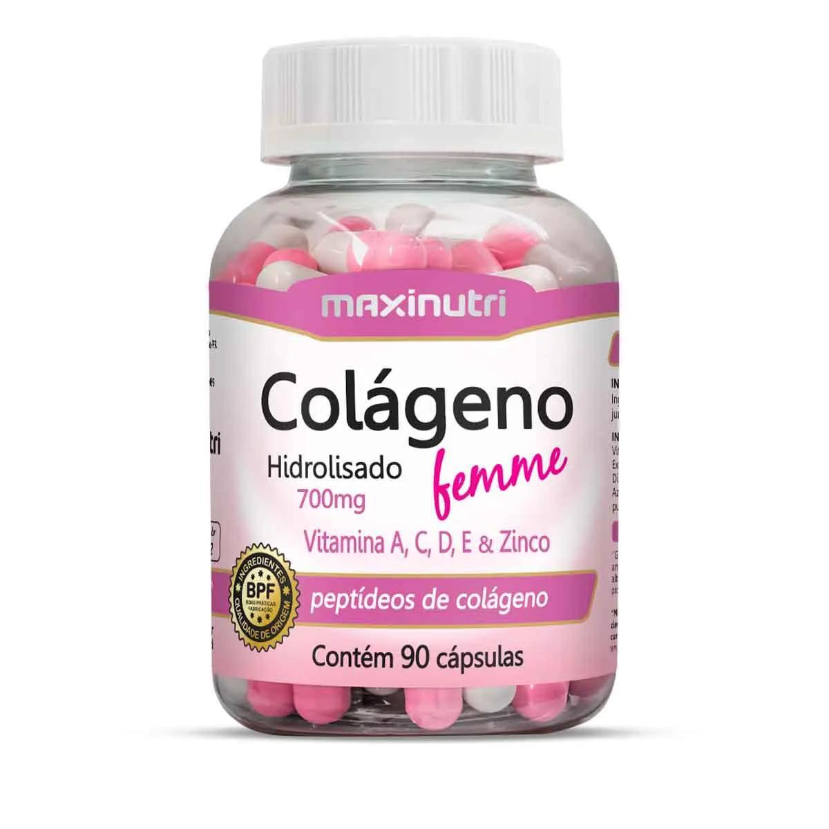 Colágeno Hidrolisado Femme 700mg Maxinutri 90 cápsulas