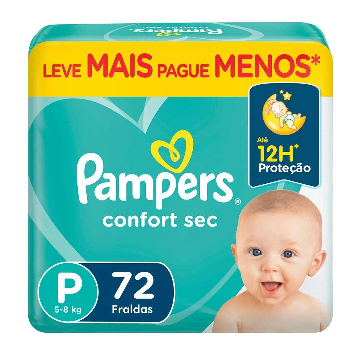 Fralda Pampers Confort Sec P 72 Unidades