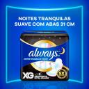 Absorvente Always Noites Tranquilas Cobertura Suave XG com Abas 26 Unidades