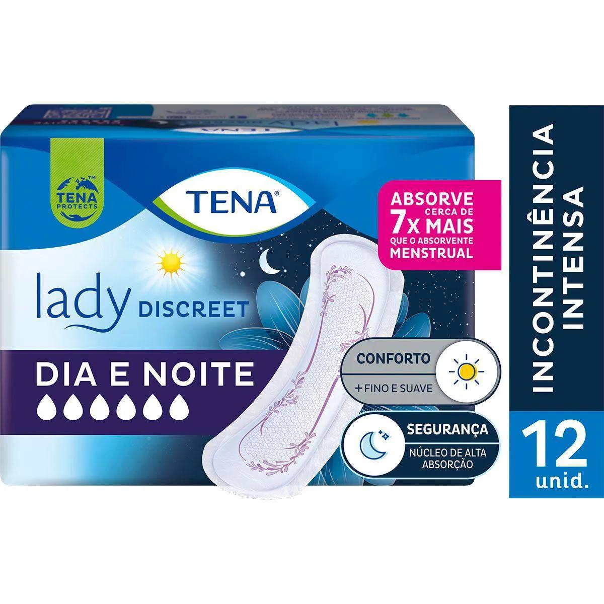Absorvente para Incontinência Urinária Tena Lady Discreet Dia e Noite 12 unidades