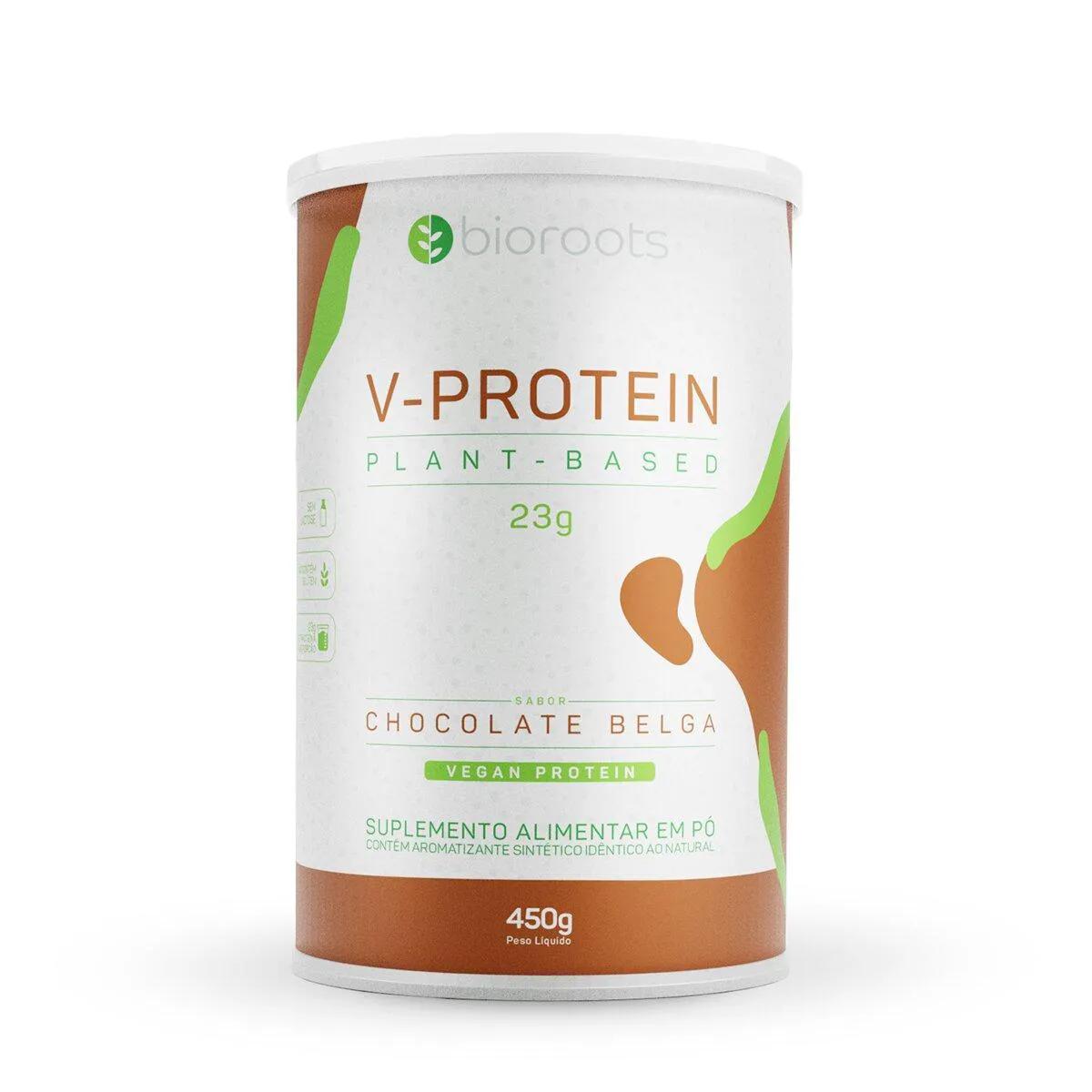 Suplemento Alimentar de Proteína Bioroots V-Protein Chocolate Belga 450g