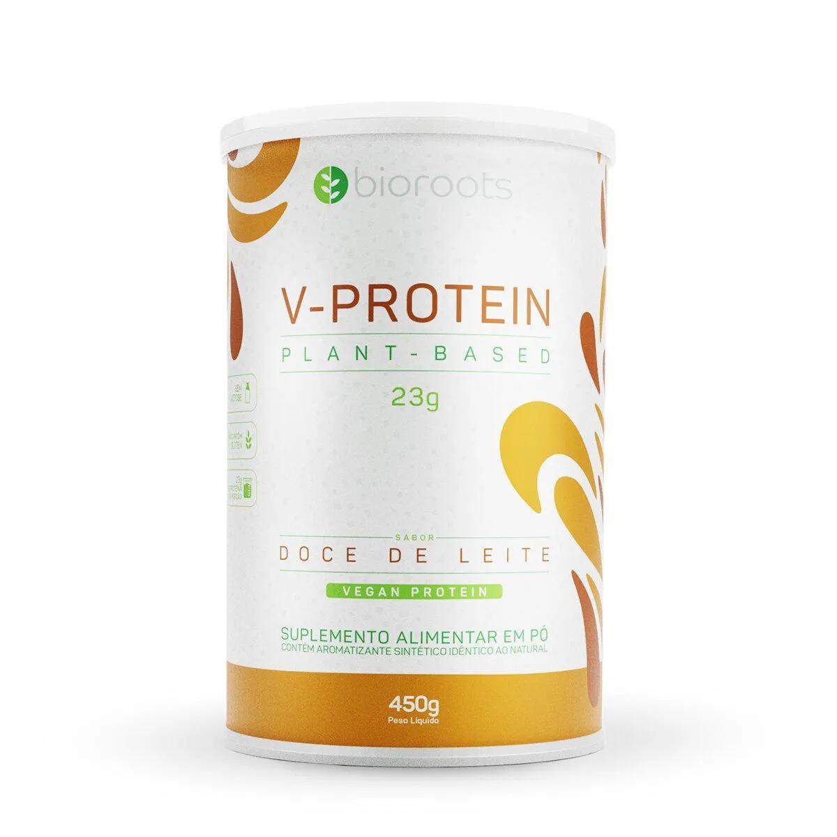 Suplemento Alimentar de Proteína Bioroots V-Protein Doce de Leite 450g