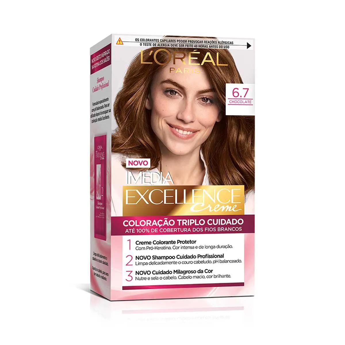 Tintura Permanente Imédia Excellence Creme 6.7 Chocolate Puro com 1 unidade