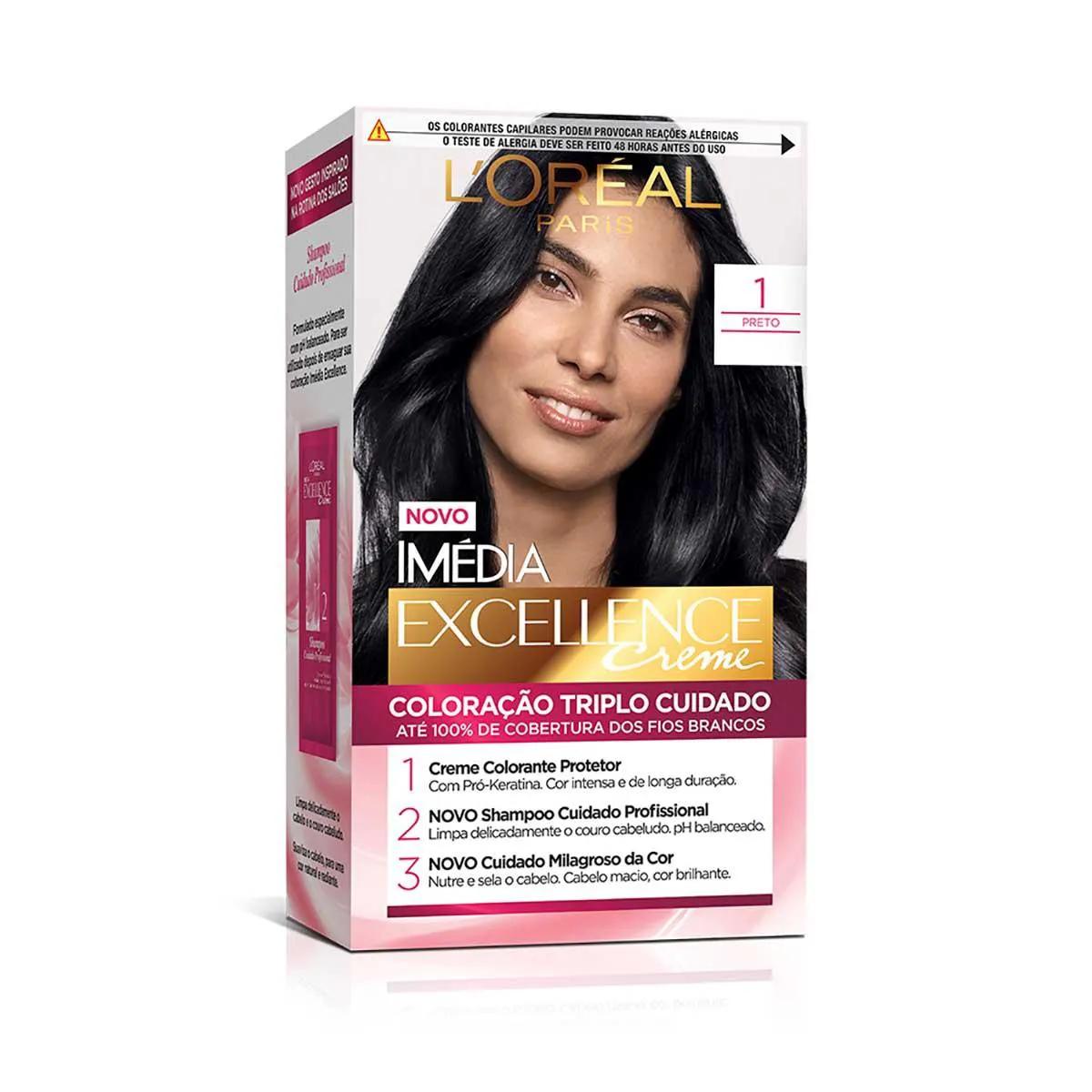 Tintura Permanente Imédia Excellence Creme 1 Preto com 1 unidade