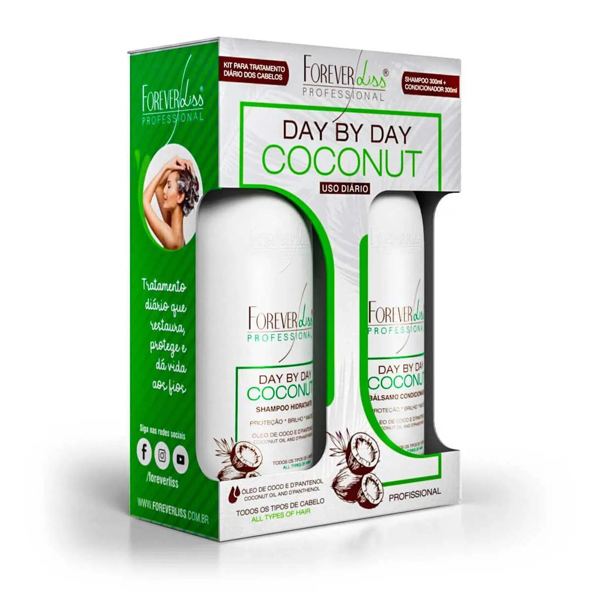 Kit Forever Liss Day By Day Coconut Shampoo + Bálsamo Condicionador com 300ml