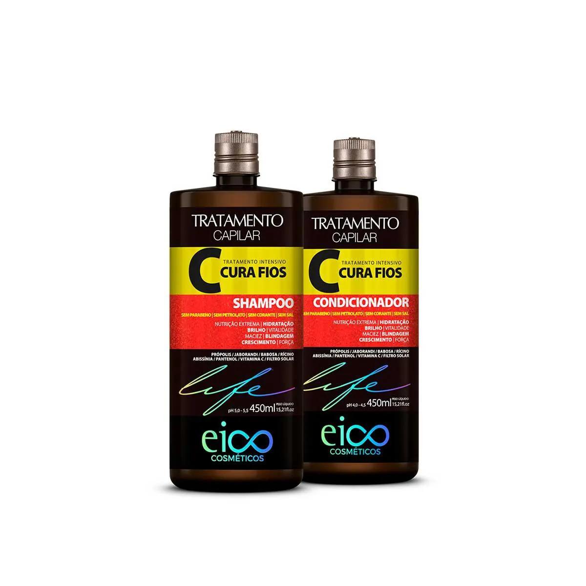 Kit Eico Life Cura Fios Shampoo com 450ml + Condicionador com 450ml