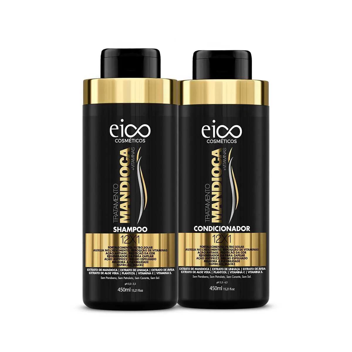 Kit Eico Tratamento Mandioca Shampoo com 450ml + Condicionador com 450ml