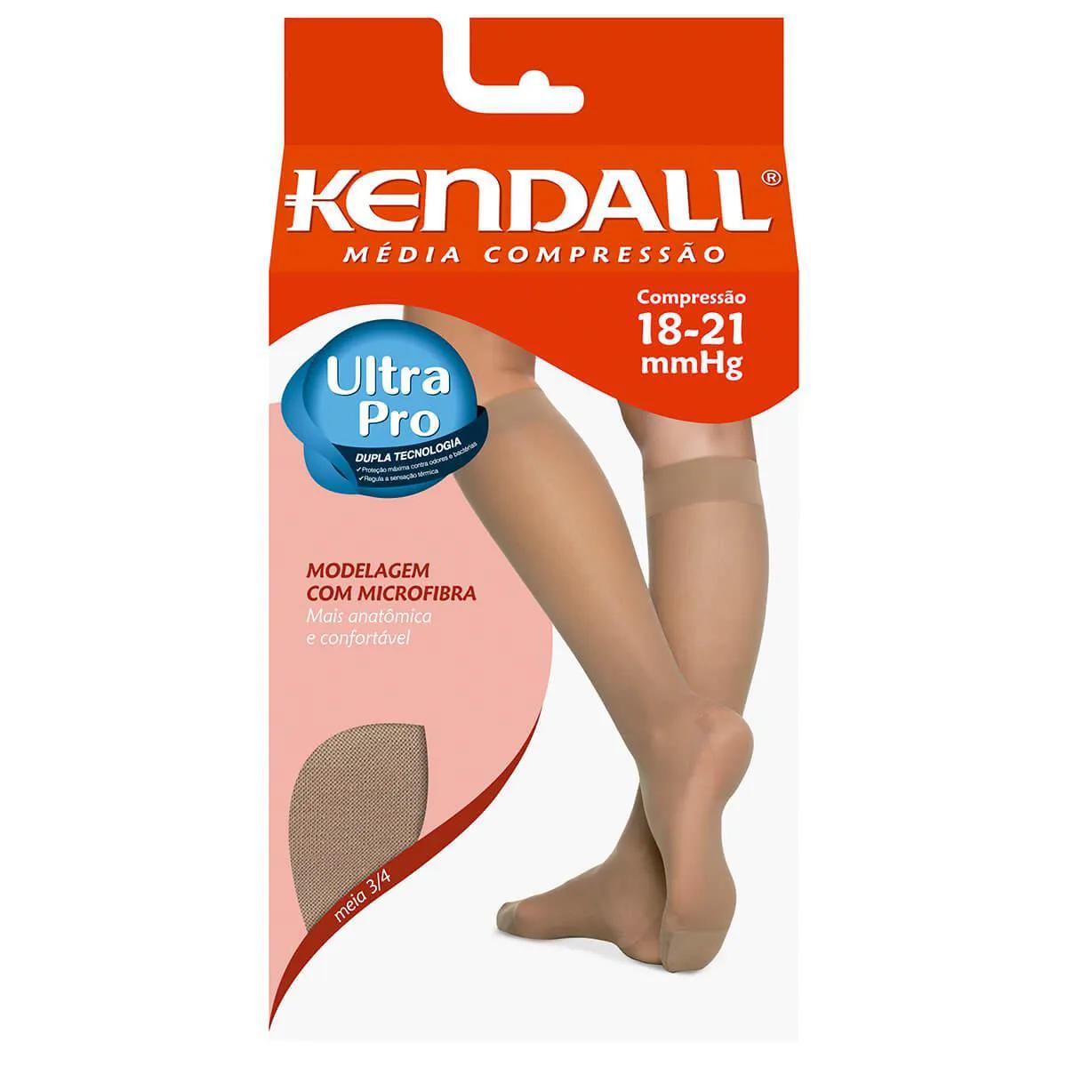 Meia Feminina Kendall Média Compressão 3/4 Cor Bege Tamanho G com 1 par