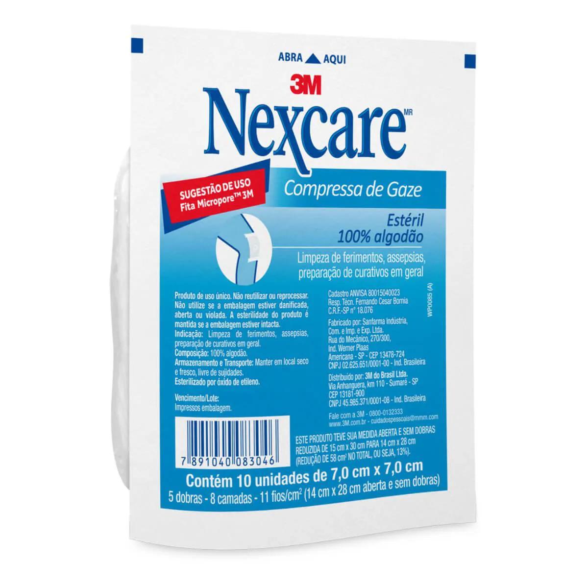 Compressa de Gaze Estéril 3M Nexcare com 10 unidades