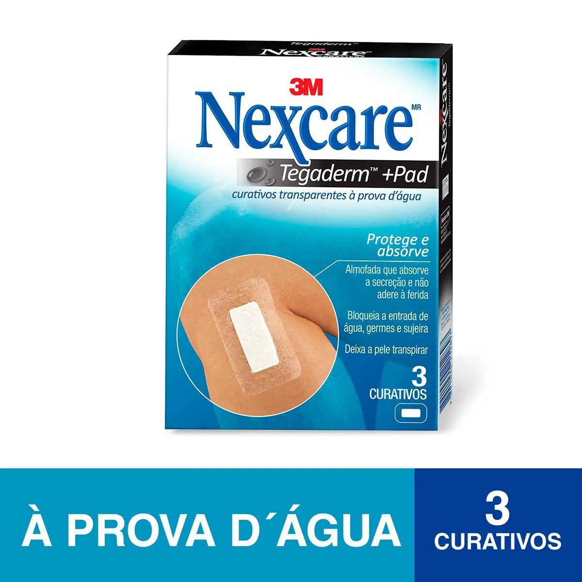 Curativo Transparente Nexcare Tegaderm + Pad À Prova D'Água com 3 unidades