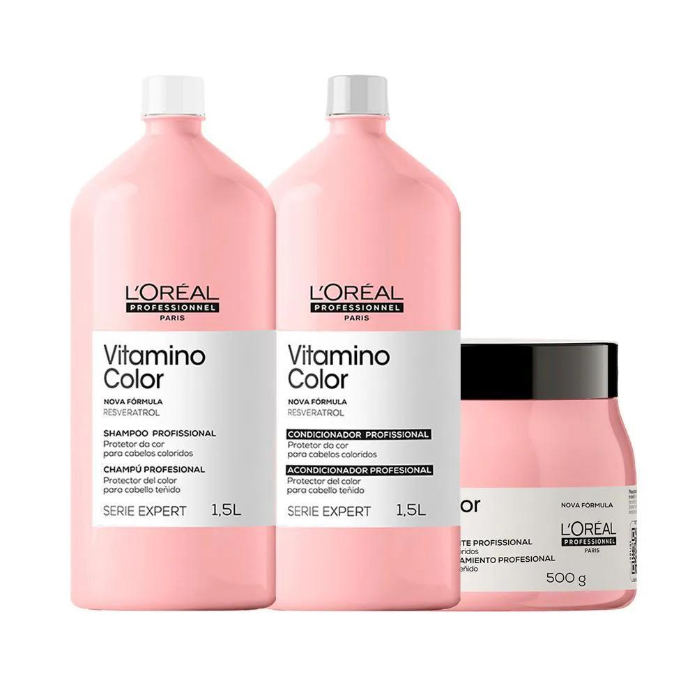 KIT L'ORéAL PROFESSIONNEL SERIE EXPERT VITAMINO COLOR – SHAMPOO E CONDICIONADOR E MáSCARA 500 G
