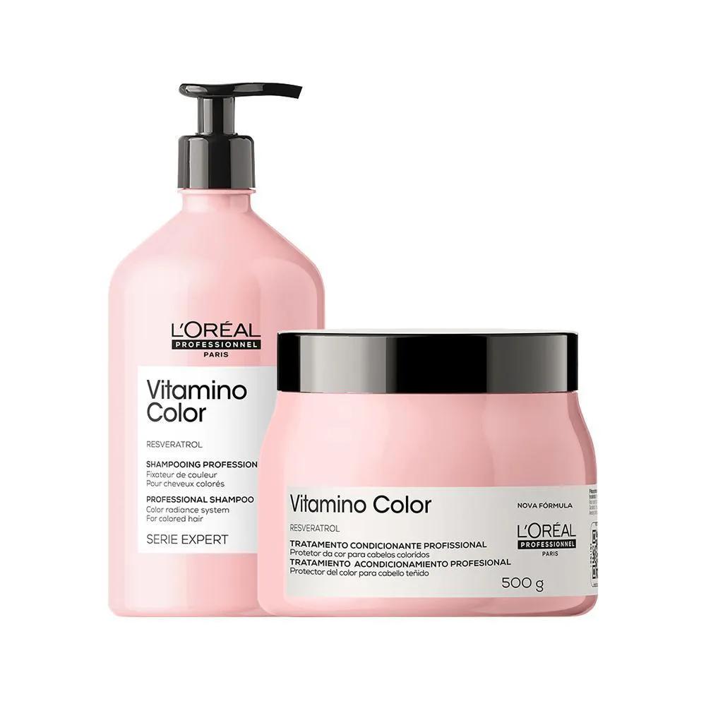 KIT L'ORéAL PROFESSIONNEL SERIE EXPERT VITAMINO COLOR - SHAMPOO E MáSCARA 500G