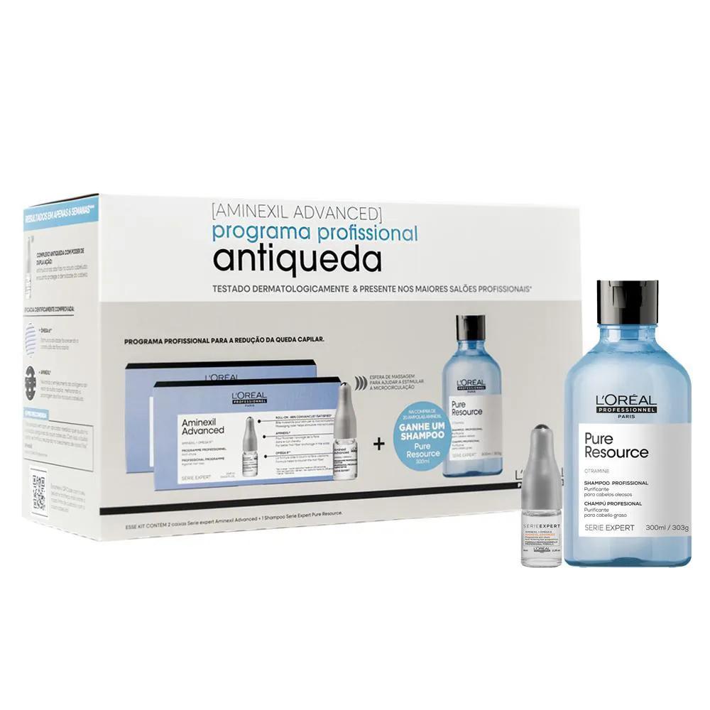KIT L'ORéAL PROFESSIONNEL SERIE EXPERT PURE RESOURCE - AMPOLA AMINEXIL ADVANCED 20X6 ML E SHAMPOO