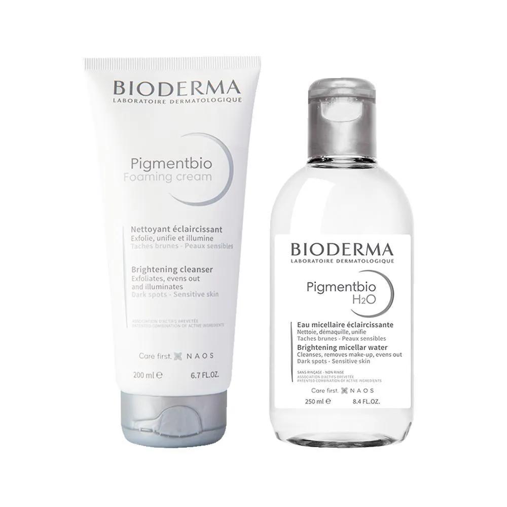KIT BIODERMA PIGMENTBIO - SABONETE LíQUIDO E ÁGUA MICELAR CLAREADORA DE MANCHAS H2O 250ML