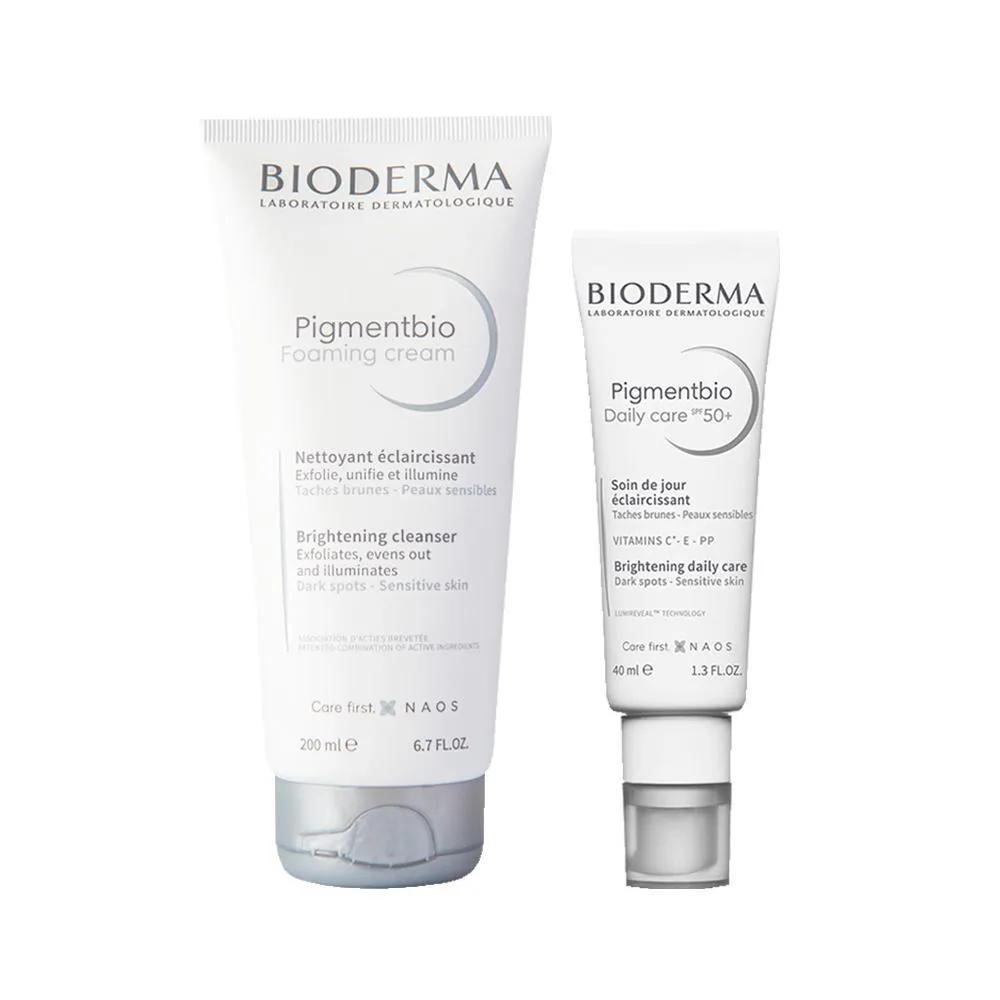 KIT BIODERMA PIGMENTBIO - SABONETE ESFOLIANTE E GEL CREME CLAREADOR FACIAL DAILY CARE