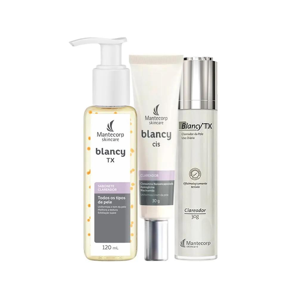 KIT FACIAL MANTECORP BLANCY - SABONETE E GEL CREME E CREME CLAREADOR 30G