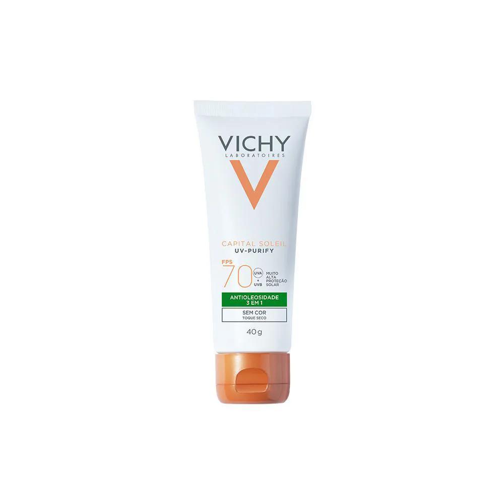 VICHY CAPITAL SOLEIL PURIFY PROTETOR SOLAR ANTIOLEOSIDADE FPS70 40G
