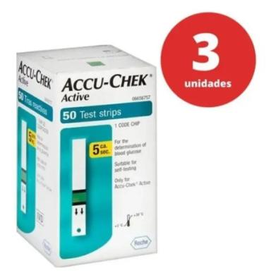 KIT C/3 ACCU-CHEK ACTIVE 50 - TIRAS- TESTE