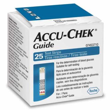 TIRAS ACCU CHEK GUIDE PARA CONTROLE DE GLICEMIA 25 TIRAS