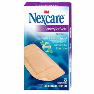 CURATIVO 3M NEXCARE SUPERFLEXÍVEIS JOELHOS E COTOVELOS 8 UNIDADES