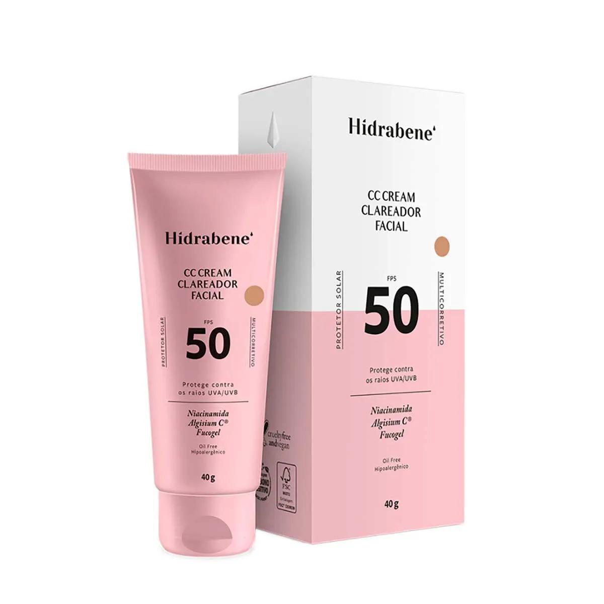 Protetor Solar Clareador Facial Hidrabene CC Cream FPS50 com 40g