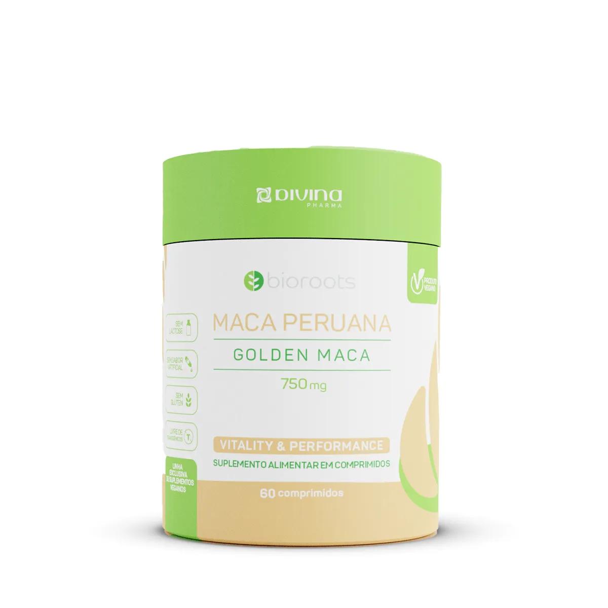 Suplemento Alimentar de Maca Peruana 750mg Bioroots 60 cápsulas