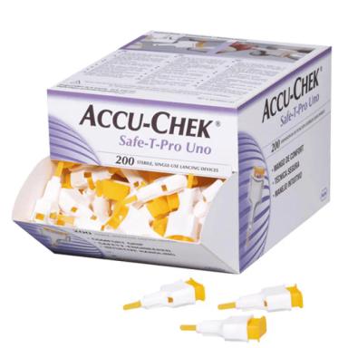LANCETAS ACCU-CHEK SAFE T PRO UNO COM 200 UNIDADES