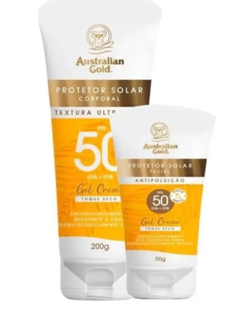 KIT AUSTRALIAN GOLD PROTEOTR SOLAR FPS50 200ML + FACIAL FPS50 50G