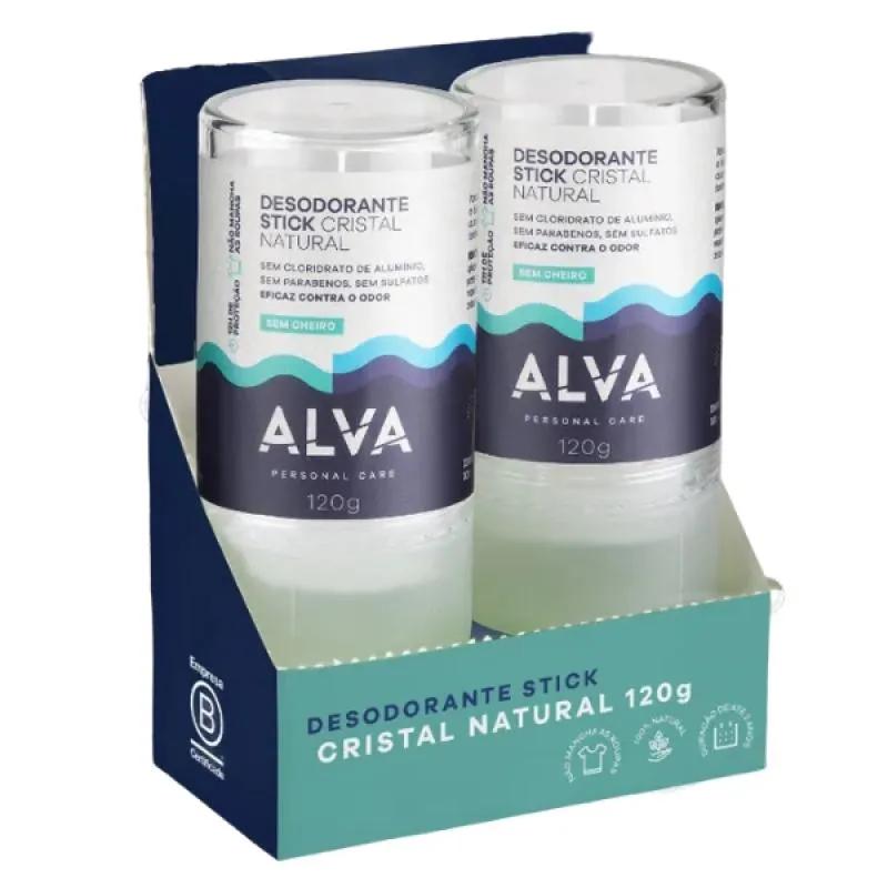 desodorante Natural Pedra Cristal Alva Alemanha Kit 2 120G