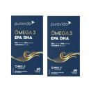 KIT 2 ÔMEGA 3 EPA E DHA VITAMINA PURAVIDA SEM Sabor