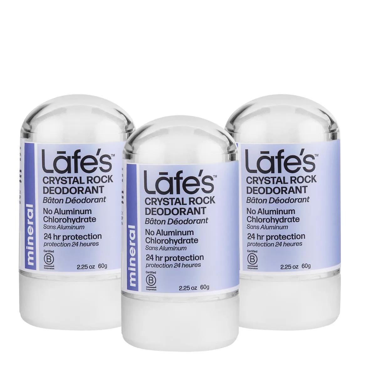 KIT DESODORANTE CRYSTAL ROCK LAFES 63G VEGANO C/ 3UNIDS