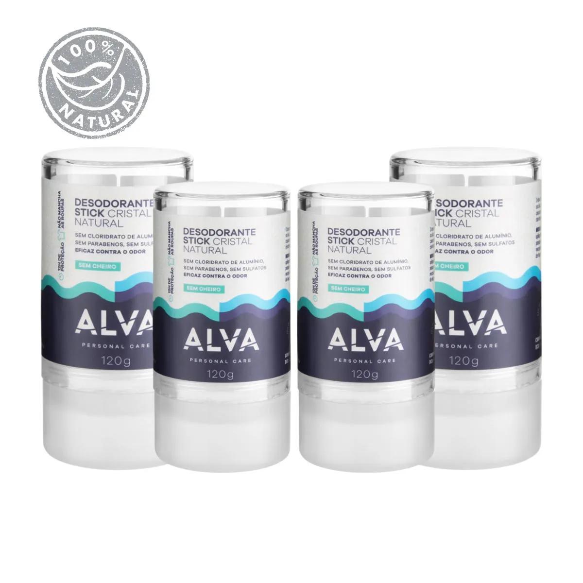 DESODORANTE NATURAL PEDRA CRISTAL ALVA ALEMANHA KIT (4 UNID)